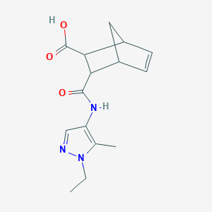 molecular formula C15H19N3O3 B6006258 3-{[(1-ethyl-5-methyl-1H-pyrazol-4-yl)amino]carbonyl}bicyclo[2.2.1]hept-5-ene-2-carboxylic acid 