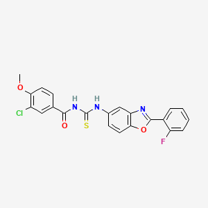 molecular formula C22H15ClFN3O3S B6006265 3-chloro-N-({[2-(2-fluorophenyl)-1,3-benzoxazol-5-yl]amino}carbonothioyl)-4-methoxybenzamide 