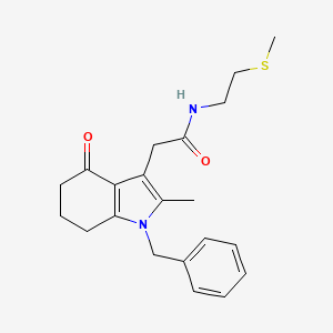 molecular formula C21H26N2O2S B6006292 2-(1-benzyl-2-methyl-4-oxo-4,5,6,7-tetrahydro-1H-indol-3-yl)-N-[2-(methylthio)ethyl]acetamide 