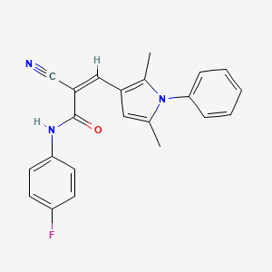 2-cyano-3-(2,5-dimethyl-1-phenyl-1H-pyrrol-3-yl)-N-(4-fluorophenyl)acrylamide