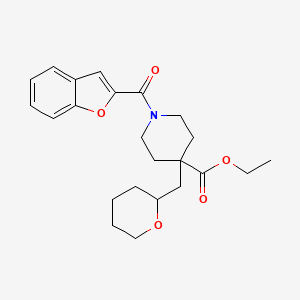 molecular formula C23H29NO5 B6006320 ethyl 1-(1-benzofuran-2-ylcarbonyl)-4-(tetrahydro-2H-pyran-2-ylmethyl)-4-piperidinecarboxylate 