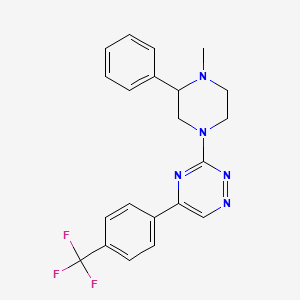 molecular formula C21H20F3N5 B6006328 3-(4-methyl-3-phenyl-1-piperazinyl)-5-[4-(trifluoromethyl)phenyl]-1,2,4-triazine 