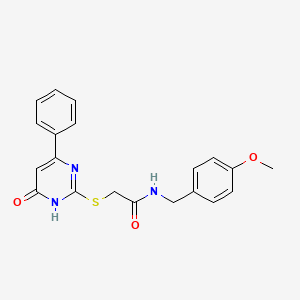 molecular formula C20H19N3O3S B6006340 N-(4-methoxybenzyl)-2-[(6-oxo-4-phenyl-1,6-dihydro-2-pyrimidinyl)thio]acetamide 
