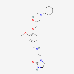 molecular formula C23H38N4O4 B6006347 1-{2-[(4-{3-[cyclohexyl(methyl)amino]-2-hydroxypropoxy}-3-methoxybenzyl)amino]ethyl}-2-imidazolidinone 
