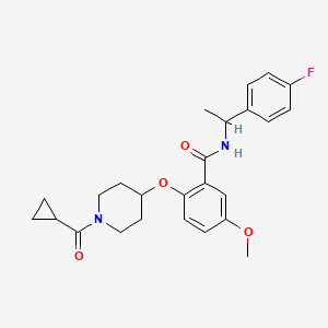 molecular formula C25H29FN2O4 B6006381 2-{[1-(cyclopropylcarbonyl)-4-piperidinyl]oxy}-N-[1-(4-fluorophenyl)ethyl]-5-methoxybenzamide 