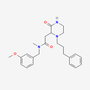N-(3-methoxybenzyl)-N-methyl-2-[3-oxo-1-(3-phenylpropyl)-2-piperazinyl]acetamide