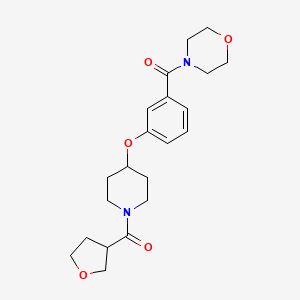 molecular formula C21H28N2O5 B6006457 4-(3-{[1-(tetrahydro-3-furanylcarbonyl)-4-piperidinyl]oxy}benzoyl)morpholine 