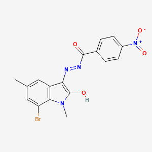 molecular formula C17H13BrN4O4 B6006464 N'-(7-bromo-1,5-dimethyl-2-oxo-1,2-dihydro-3H-indol-3-ylidene)-4-nitrobenzohydrazide 