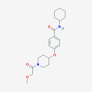 molecular formula C21H30N2O4 B6006494 N-cyclohexyl-4-{[1-(methoxyacetyl)-4-piperidinyl]oxy}benzamide 