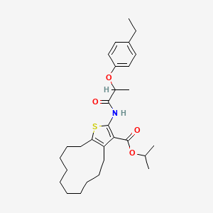molecular formula C29H41NO4S B6006511 isopropyl 2-{[2-(4-ethylphenoxy)propanoyl]amino}-4,5,6,7,8,9,10,11,12,13-decahydrocyclododeca[b]thiophene-3-carboxylate 