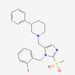molecular formula C23H26FN3O2S B6006531 1-{[1-(2-fluorobenzyl)-2-(methylsulfonyl)-1H-imidazol-5-yl]methyl}-3-phenylpiperidine 