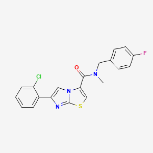 molecular formula C20H15ClFN3OS B6006541 6-(2-chlorophenyl)-N-(4-fluorobenzyl)-N-methylimidazo[2,1-b][1,3]thiazole-3-carboxamide 