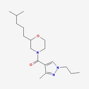 molecular formula C18H31N3O2 B6006550 2-(4-methylpentyl)-4-[(3-methyl-1-propyl-1H-pyrazol-4-yl)carbonyl]morpholine 
