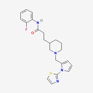 molecular formula C22H25FN4OS B6006560 N-(2-fluorophenyl)-3-(1-{[1-(1,3-thiazol-2-yl)-1H-pyrrol-2-yl]methyl}-3-piperidinyl)propanamide 