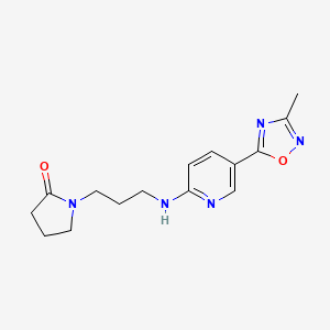 molecular formula C15H19N5O2 B6006599 1-(3-{[5-(3-methyl-1,2,4-oxadiazol-5-yl)-2-pyridinyl]amino}propyl)-2-pyrrolidinone 