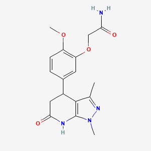 molecular formula C17H20N4O4 B6006615 2-[5-(1,3-dimethyl-6-oxo-4,5,6,7-tetrahydro-1H-pyrazolo[3,4-b]pyridin-4-yl)-2-methoxyphenoxy]acetamide 