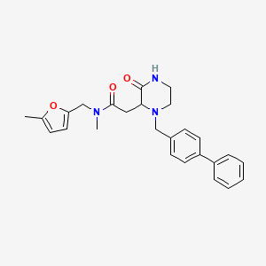 molecular formula C26H29N3O3 B6006645 2-[1-(4-biphenylylmethyl)-3-oxo-2-piperazinyl]-N-methyl-N-[(5-methyl-2-furyl)methyl]acetamide 