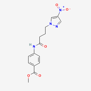 molecular formula C15H16N4O5 B6006663 methyl 4-{[4-(4-nitro-1H-pyrazol-1-yl)butanoyl]amino}benzoate 