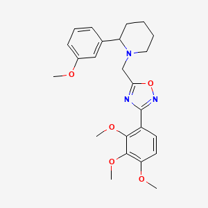 molecular formula C24H29N3O5 B6006677 2-(3-methoxyphenyl)-1-{[3-(2,3,4-trimethoxyphenyl)-1,2,4-oxadiazol-5-yl]methyl}piperidine 
