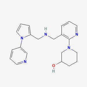 molecular formula C21H25N5O B6006689 1-{3-[({[1-(3-pyridinyl)-1H-pyrrol-2-yl]methyl}amino)methyl]-2-pyridinyl}-3-piperidinol 