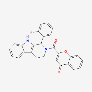 molecular formula C27H19FN2O3 B6006767 2-{[1-(2-fluorophenyl)-1,3,4,9-tetrahydro-2H-beta-carbolin-2-yl]carbonyl}-4H-chromen-4-one 