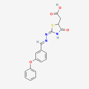 {4-oxo-2-[(3-phenoxybenzylidene)hydrazono]-1,3-thiazolidin-5-yl}acetic acid