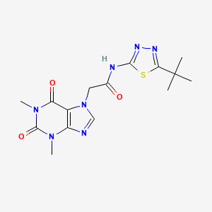 N-(5-tert-butyl-1,3,4-thiadiazol-2-yl)-2-(1,3-dimethyl-2,6-dioxo-1,2,3,6-tetrahydro-7H-purin-7-yl)acetamide