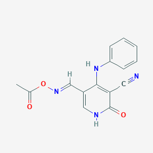 molecular formula C15H12N4O3 B6006832 5-{[(acetyloxy)imino]methyl}-4-anilino-2-oxo-1,2-dihydro-3-pyridinecarbonitrile 