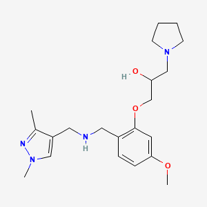 molecular formula C21H32N4O3 B6006837 1-[2-({[(1,3-dimethyl-1H-pyrazol-4-yl)methyl]amino}methyl)-5-methoxyphenoxy]-3-(1-pyrrolidinyl)-2-propanol 