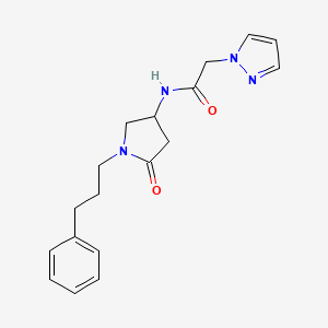 molecular formula C18H22N4O2 B6006858 N-[5-oxo-1-(3-phenylpropyl)-3-pyrrolidinyl]-2-(1H-pyrazol-1-yl)acetamide 