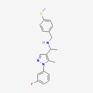 molecular formula C20H22FN3S B6006932 1-[1-(3-fluorophenyl)-5-methyl-1H-pyrazol-4-yl]-N-[4-(methylthio)benzyl]ethanamine 