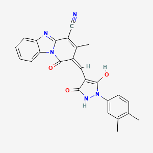 2-{[1-(3,4-dimethylphenyl)-3,5-dioxo-4-pyrazolidinylidene]methyl}-1-hydroxy-3-methylpyrido[1,2-a]benzimidazole-4-carbonitrile