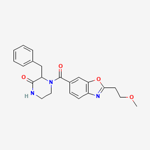 molecular formula C22H23N3O4 B6006972 3-benzyl-4-{[2-(2-methoxyethyl)-1,3-benzoxazol-6-yl]carbonyl}-2-piperazinone 