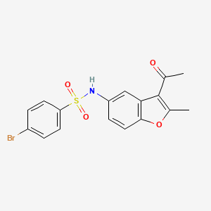 molecular formula C17H14BrNO4S B6007011 N-(3-acetyl-2-methyl-1-benzofuran-5-yl)-4-bromobenzenesulfonamide 