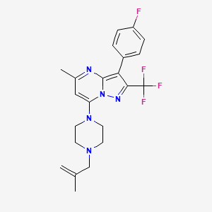 molecular formula C22H23F4N5 B6007033 3-(4-fluorophenyl)-5-methyl-7-[4-(2-methyl-2-propen-1-yl)-1-piperazinyl]-2-(trifluoromethyl)pyrazolo[1,5-a]pyrimidine 