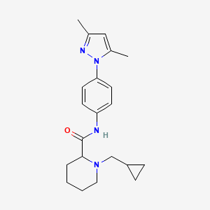 molecular formula C21H28N4O B6007054 1-(cyclopropylmethyl)-N-[4-(3,5-dimethyl-1H-pyrazol-1-yl)phenyl]-2-piperidinecarboxamide 