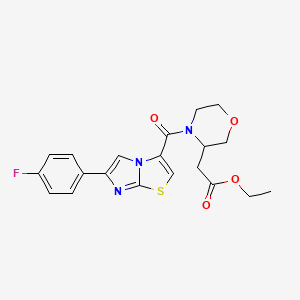 molecular formula C20H20FN3O4S B6007064 ethyl (4-{[6-(4-fluorophenyl)imidazo[2,1-b][1,3]thiazol-3-yl]carbonyl}-3-morpholinyl)acetate 