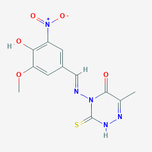 molecular formula C12H11N5O5S B6007141 4-[(4-hydroxy-3-methoxy-5-nitrobenzylidene)amino]-6-methyl-3-thioxo-3,4-dihydro-1,2,4-triazin-5(2H)-one 