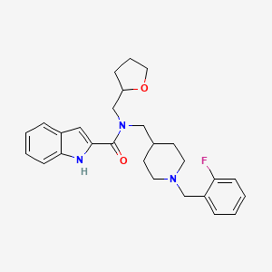 molecular formula C27H32FN3O2 B6007151 N-{[1-(2-fluorobenzyl)-4-piperidinyl]methyl}-N-(tetrahydro-2-furanylmethyl)-1H-indole-2-carboxamide 