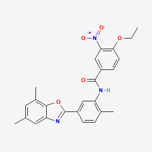 molecular formula C25H23N3O5 B6007198 N-[5-(5,7-dimethyl-1,3-benzoxazol-2-yl)-2-methylphenyl]-4-ethoxy-3-nitrobenzamide 