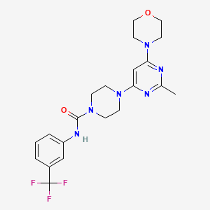 molecular formula C21H25F3N6O2 B6007208 4-[2-methyl-6-(4-morpholinyl)-4-pyrimidinyl]-N-[3-(trifluoromethyl)phenyl]-1-piperazinecarboxamide 