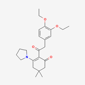 molecular formula C24H33NO4 B6007212 2-[(3,4-diethoxyphenyl)acetyl]-5,5-dimethyl-3-pyrrolidin-1-ylcyclohex-2-en-1-one 