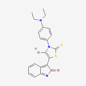 molecular formula C21H19N3O2S2 B6007261 3-{3-[4-(diethylamino)phenyl]-4-oxo-2-thioxo-1,3-thiazolidin-5-ylidene}-1,3-dihydro-2H-indol-2-one 