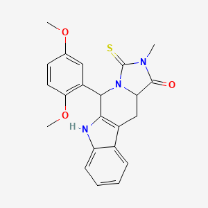 molecular formula C22H21N3O3S B6007279 5-(2,5-dimethoxyphenyl)-2-methyl-3-thioxo-2,3,5,6,11,11a-hexahydro-1H-imidazo[1',5':1,6]pyrido[3,4-b]indol-1-one 