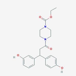 molecular formula C22H26N2O5 B6007288 ethyl 4-[3-(3-hydroxyphenyl)-3-(4-hydroxyphenyl)propanoyl]-1-piperazinecarboxylate 