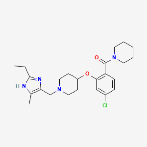 molecular formula C24H33ClN4O2 B6007298 4-[5-chloro-2-(1-piperidinylcarbonyl)phenoxy]-1-[(2-ethyl-4-methyl-1H-imidazol-5-yl)methyl]piperidine 