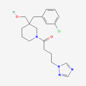 {3-(3-chlorobenzyl)-1-[4-(1H-1,2,4-triazol-1-yl)butanoyl]-3-piperidinyl}methanol