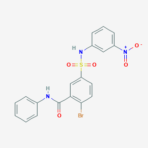 molecular formula C19H14BrN3O5S B6007311 2-bromo-5-{[(3-nitrophenyl)amino]sulfonyl}-N-phenylbenzamide 