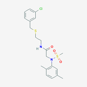 molecular formula C20H25ClN2O3S2 B6007346 N~1~-{2-[(3-chlorobenzyl)thio]ethyl}-N~2~-(2,5-dimethylphenyl)-N~2~-(methylsulfonyl)glycinamide 