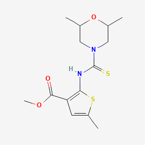 molecular formula C14H20N2O3S2 B6007348 methyl 2-{[(2,6-dimethyl-4-morpholinyl)carbonothioyl]amino}-5-methyl-3-thiophenecarboxylate 
